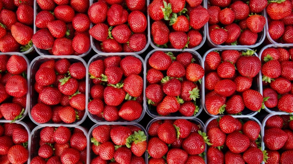punnets of English strawberries
