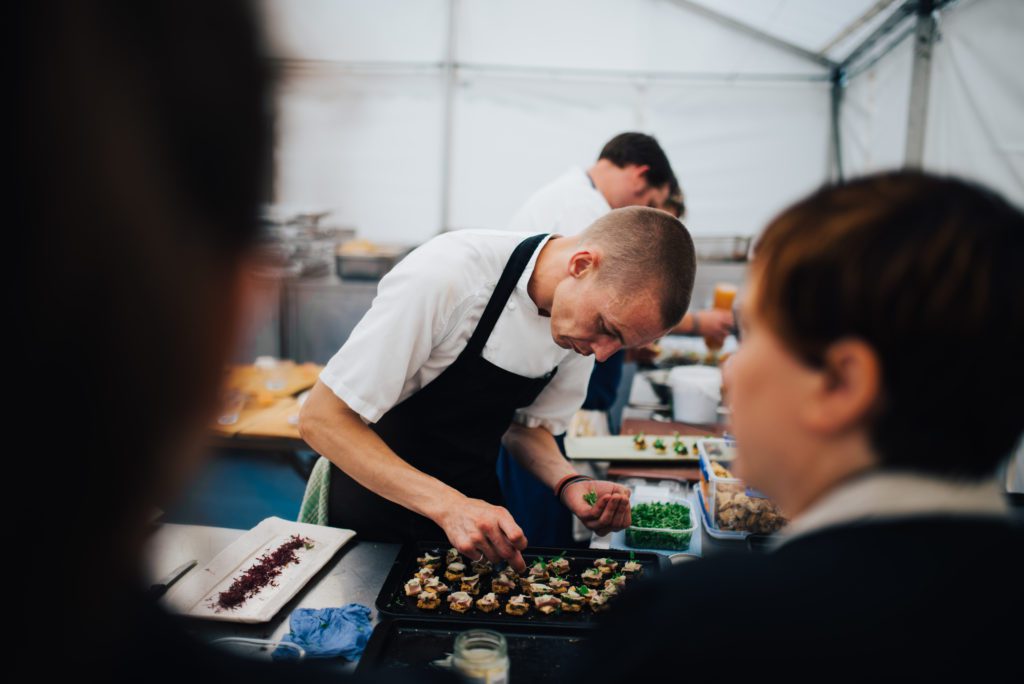 Ross and Ross chef preparing canapés in the kitchen