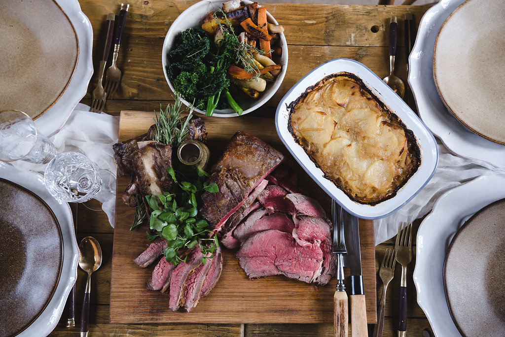 Sharing platters served on a wooden board