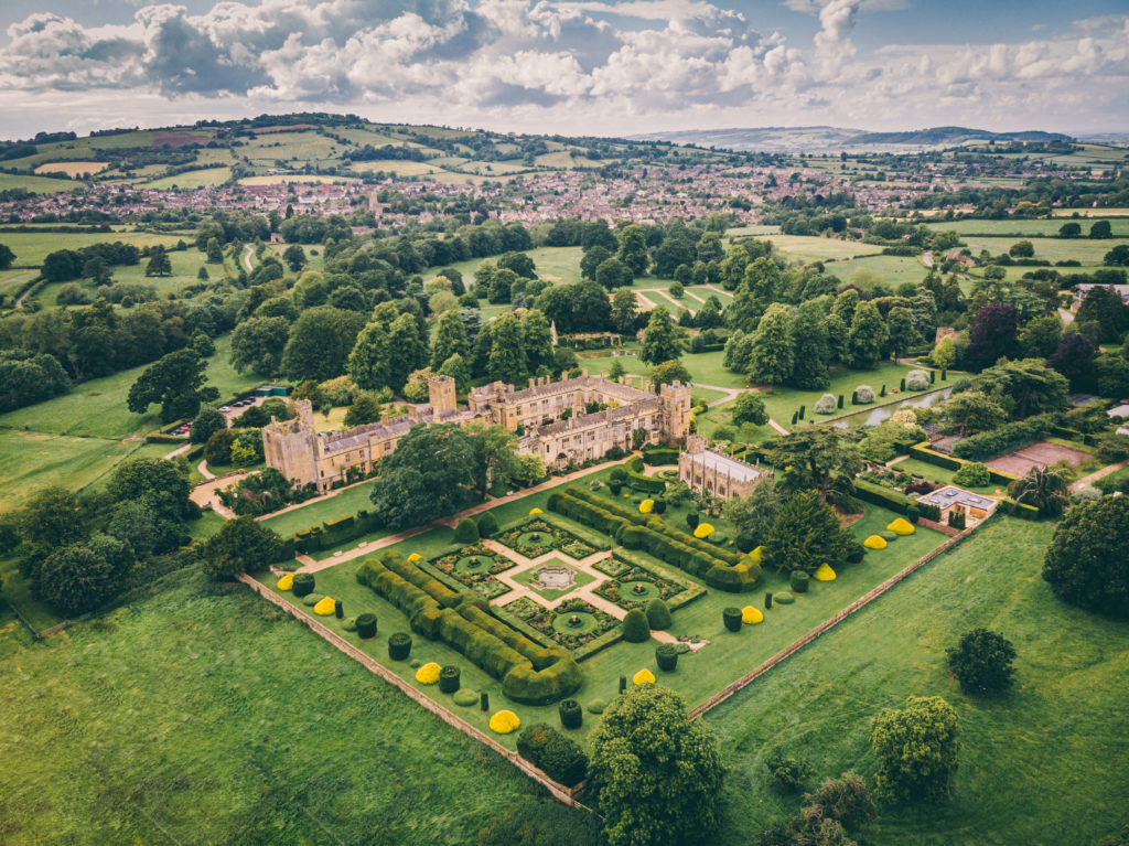 Drone image of Sudeley Castle in Cotswolds