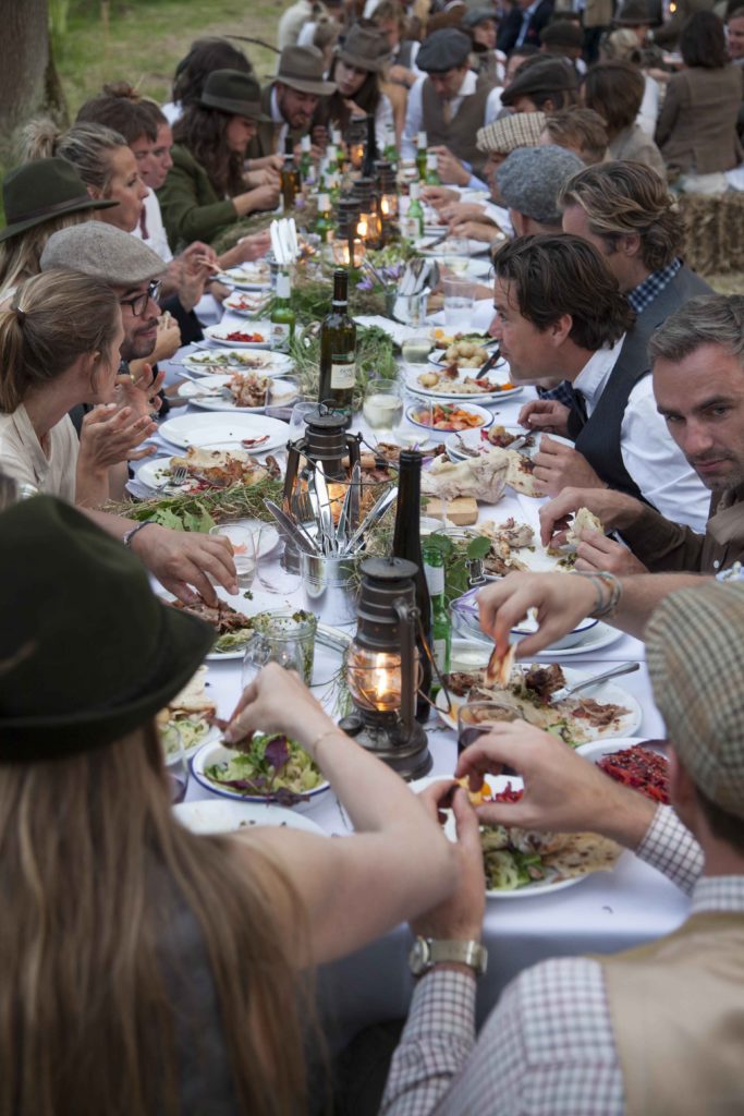 Guests enjoying their food at a team business lunch